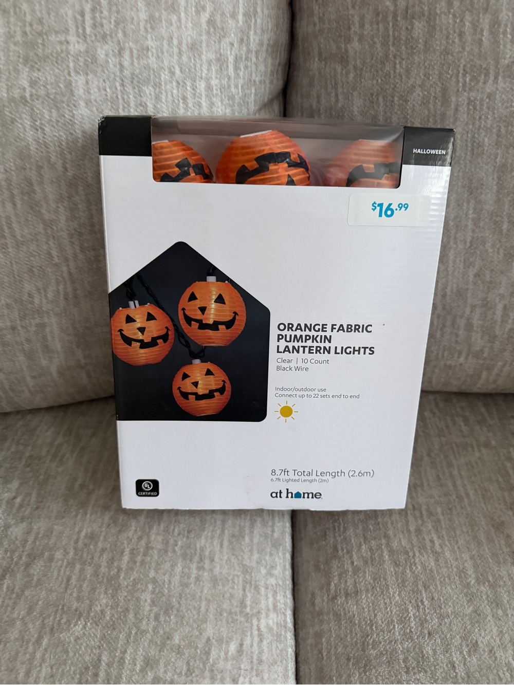 Orange Fabric Pumpkin Lantern Lights - 10 Count